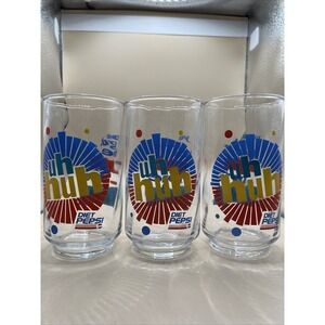 VTG Libbey Diet Pepsi Glasses Set of  3 Ray Charles Drink Cups 90s Retro‎ PROP
